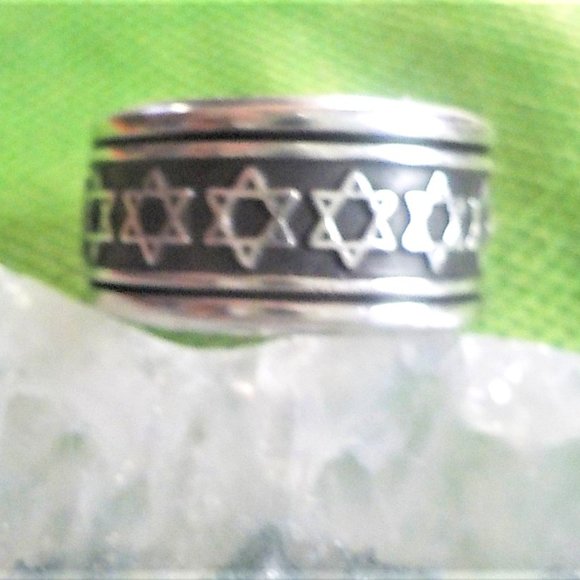 MEX Other - VIINTAGE.   STAR OF DAVID  SPINNER RING   STERLING SILVER   12.5g    size 11-3/4